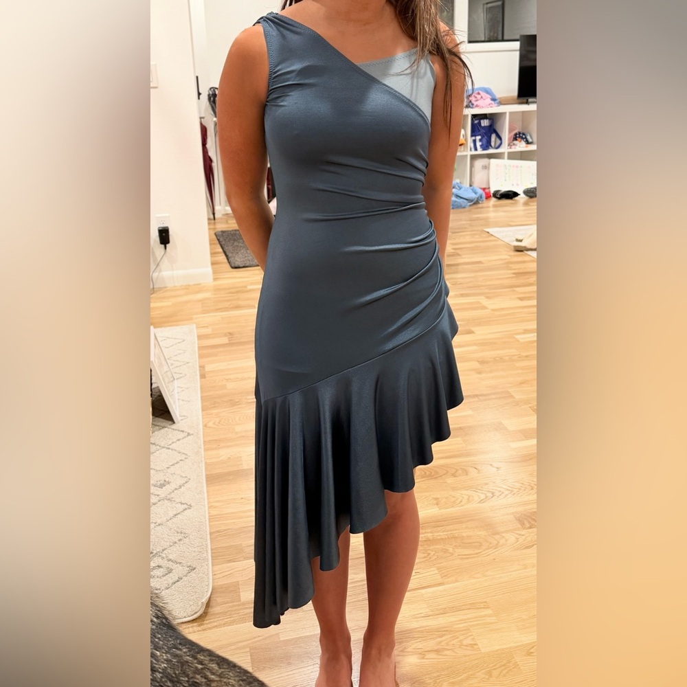 Elegant Blue Asymmetrical Dress